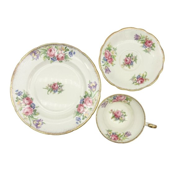 Vintage E. Brain & Co Ltd English Bone China Foley Tulip 8 inch Plate Cup Saucer - Picture 3 of 6